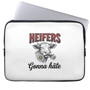 Jonge Vrouwelijke Runderen Gaan Grappige Koe Vinta Laptop Sleeve