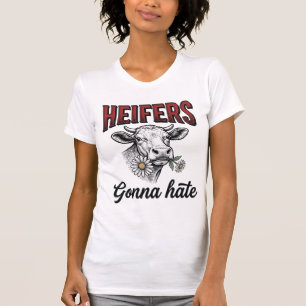 Jonge Vrouwelijke Runderen Gaan Grappige Koe Vinta T-shirt
