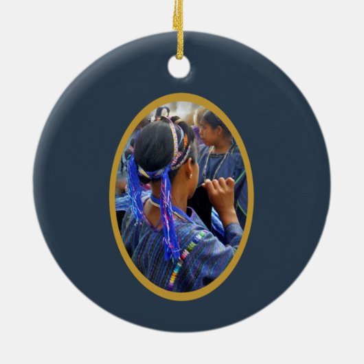 Jonge Weavers van Atitlan Keramisch Ornament (Achterkant)