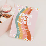 Jonge Wild Drie Groovy-regenboogjaren, derde verja Kaart<br><div class="desc">Retro inspireerde Young Wild en Three Groovy 3de verjaardagsuitnodiging met hippieachtige regenboog,  daisies en boho lettertypen en kleuren.</div>