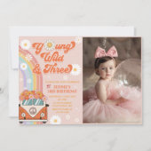 Jonge Wild Drie Retro Regenboog 3e Verjaardag Foto Kaart (Voorkant)