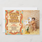 Jonge Wild Drie Retro Regenboog 3e Verjaardag Foto Kaart (Voorkant)