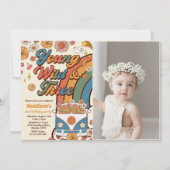 Jonge Wild Drie Retro Regenboog 3e Verjaardag Foto Kaart (Voorkant)