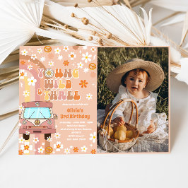 Jonge Wild Drie Retro Regenboog 3e Verjaardag Foto Kaart