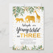 Jonge Wild Drie Safari Uitnodiging (Voorkant)