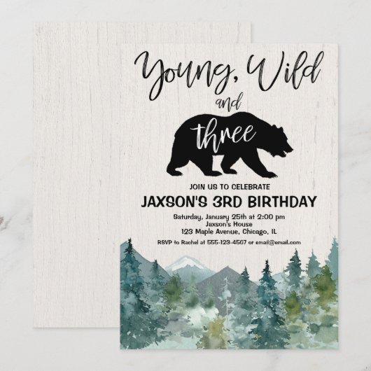 Jonge Wild Drie verjaardagsjongen rustige buitensh Kaart (Voorkant / Achterkant)