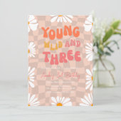 Jonge Wild en Drie 3e Verjaardagsfeestuitnodiging Kaart (Staand voorkant)