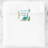 Jonge Wild en Drie, Dinosaurus 3e Verjaardag Vierkante Sticker (Tas)