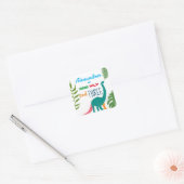 Jonge Wild en Drie, Dinosaurus 3e Verjaardag Vierkante Sticker (Envelop)