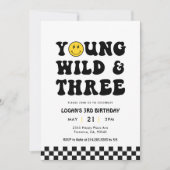 Jonge Wild en Drie Jongen 3e Verjaardag Foto Kaart (Voorkant)