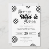 Jonge Wild en Drie Retro Jongens 3e Verjaardag Kaart (Voorkant)