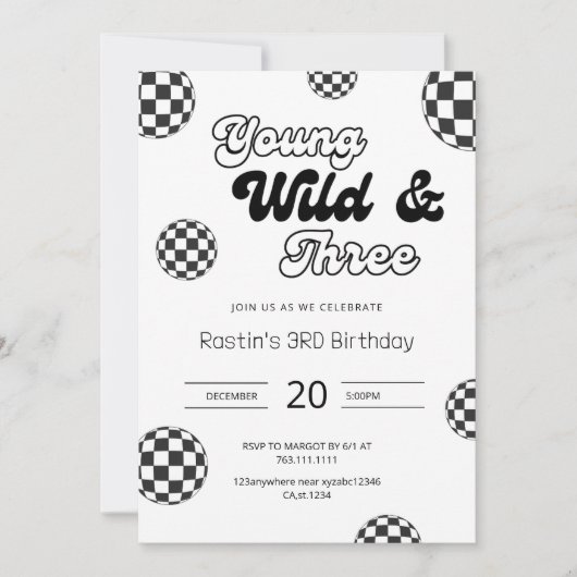 Jonge Wild en Drie Retro Jongens 3e Verjaardag Kaart (Voorkant)