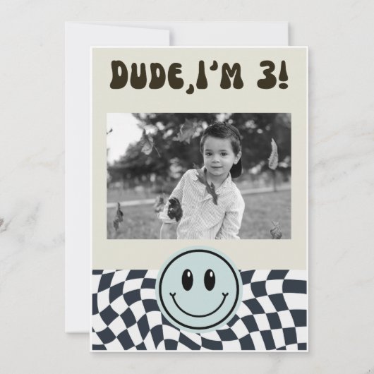 Jonge Wild en Drie Retro Jongens 3e Verjaardag Kaart (Achterkant)