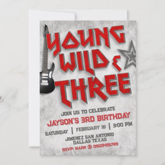 Jonge Wild en Drie Rock Uitnodiging (Voorkant)