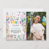 Jonge Wild en Drie Safari Dieren Meisje Verjaardag Kaart (Voorkant)