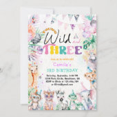 Jonge Wild en Drie Safari Dieren Meisje Verjaardag Kaart (Voorkant)