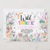 Jonge Wild en Drie Safari Dieren Meisje Verjaardag Kaart (Voorkant)