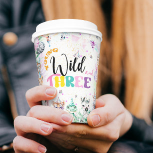 Jonge Wild en Drie Safari Dieren Meisje Verjaardag Papieren Bekers