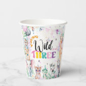 Jonge Wild en Drie Safari Dieren Meisje Verjaardag Papieren Bekers (Achterkant)