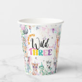 Jonge Wild en Drie Safari Dieren Meisje Verjaardag Papieren Bekers (Voorkant)