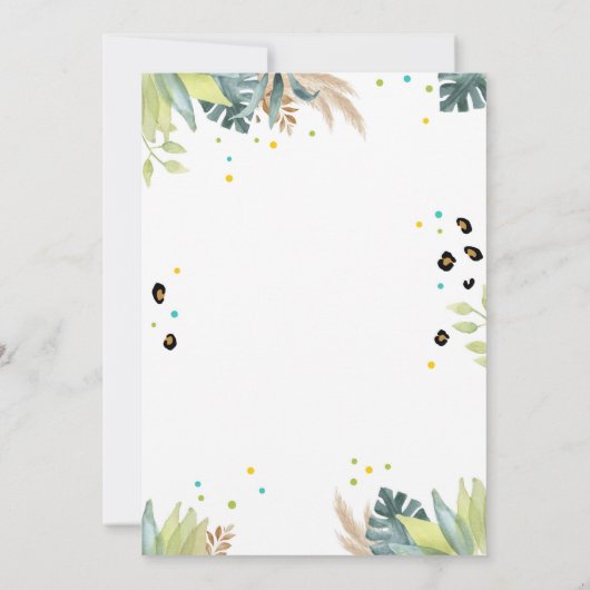 Jonge Wild en Drie Safari Party Dieren Verjaardag Kaart (Achterkant)