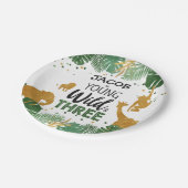 Jonge Wild en Safari Animals Boy met drie verjaard Papieren Bordje (Gekanteld)
