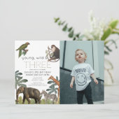 Jonge wilde dieren en drie dieren Foto 3e verjaard Kaart (Staand voorkant)