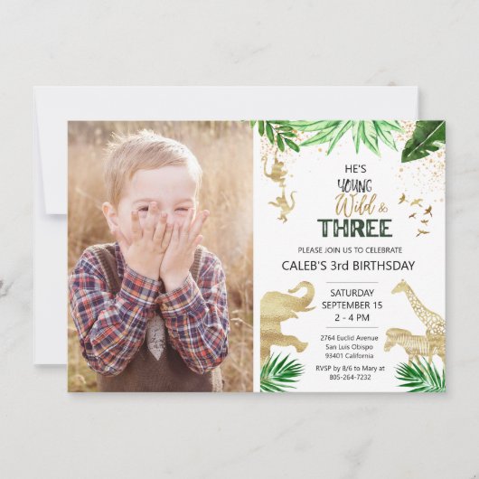 Jonge wilde dieren en drie Oerwouden Kaart (Voorkant)