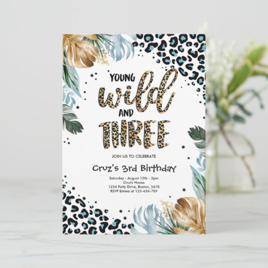 Jonge wilde dieren en drie Oerwouden luipaarden, a Kaart (Staand voorkant)