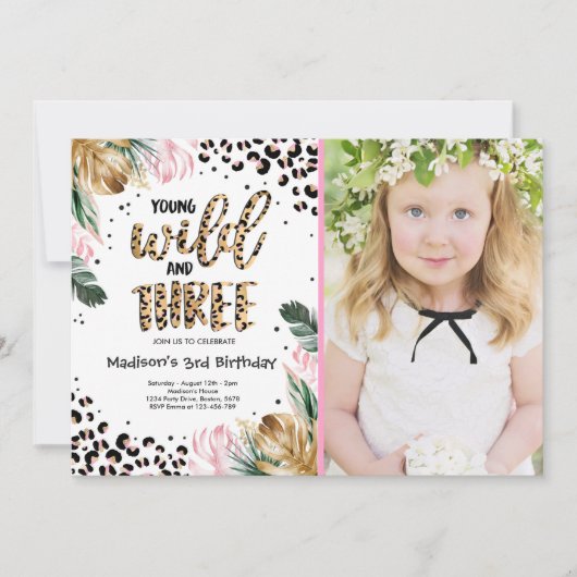 Jonge wilde dieren en drie Oerwouden luipaarden, a Kaart (Voorkant)