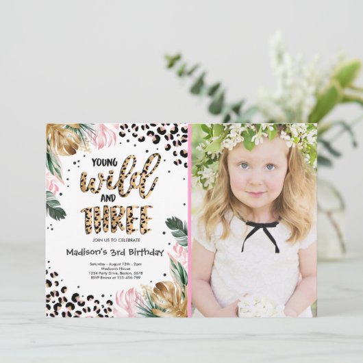 Jonge wilde dieren en drie Oerwouden luipaarden, a Kaart (Staand voorkant)