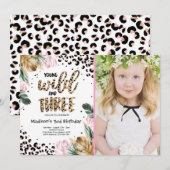 Jonge wilde dieren en drie Oerwouden luipaarden, a Kaart (Voorkant / Achterkant)