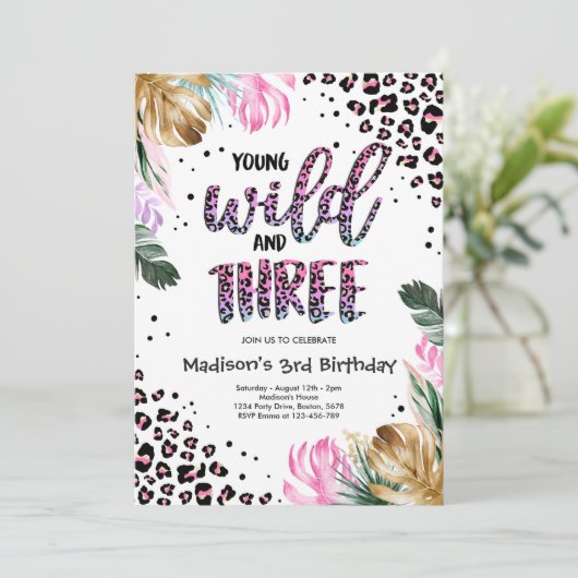 Jonge wilde dieren en drie Oerwouden luipaarden, a Kaart (Staand voorkant)