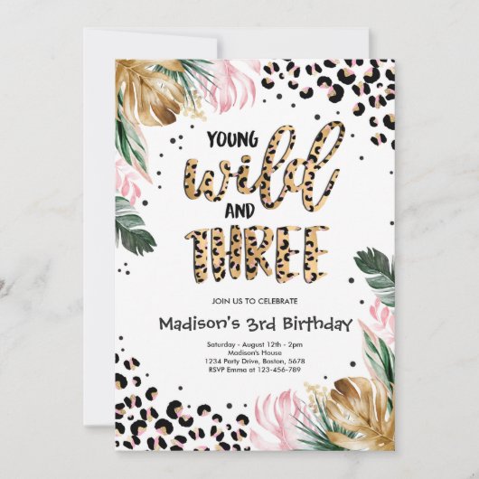 Jonge wilde dieren en drie Oerwouden luipaarden, a Kaart (Voorkant)