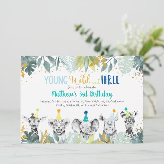 Jonge wilde dieren en drie-partijendieren: "blauwe kaart (Staand voorkant)