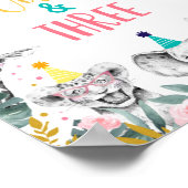 Jonge wilde dieren en drie roze dieren poster (Hoek)