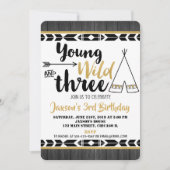 Jonge wilde drie 3e verjaardag uitnodiging jongen (Voorkant)