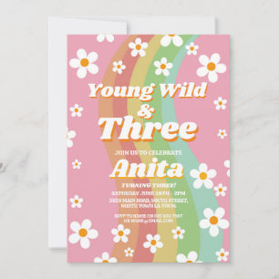Jonge Wilde Drie Groovy 3e Roze Meisjes Retro 1970 Kaart