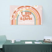 Jonge Wilde Drie Groovy Regenboog Madelief Verjaar Spandoek (Beurs)