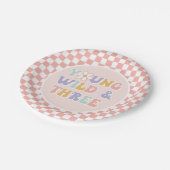 Jonge Wilde Drie Groovy Roze Madeliefjes Checker Papieren Bordje (Gekanteld)