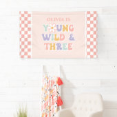 Jonge Wilde Drie Groovy Roze Madeliefjes Checker Spandoek (Insitu)