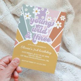 Jonge wilde drie Retro Sunshine Rainbow Daisy Kaart