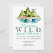 Jonge wilde en drie berg verjaardagsuitnodiging kaart (Voorkant)