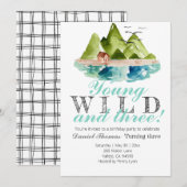 Jonge wilde en drie berg verjaardagsuitnodiging kaart (Voorkant / Achterkant)