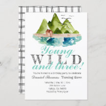 Jonge wilde en drie berg verjaardagsuitnodiging