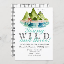 Jonge wilde en drie berg verjaardagsuitnodiging kaart