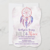 Jonge, Wilde en Drie Boho 3e verjaardag Uitnodigin Kaart (Voorkant)