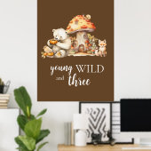 Jonge Wilde en Drie Bosdieren Poster (Thuiskantoor)