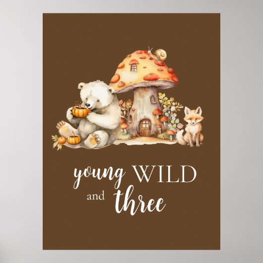 Jonge Wilde en Drie Bosdieren Poster (Voorkant)