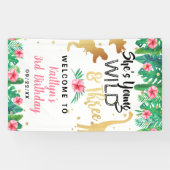 Jonge wilde en Drie Dinosaur-meisjes 3e verjaardag Spandoek (Horizontaal)